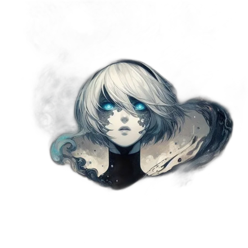 face, mask, hair, creature, concept art, fantasy art, watercolor, pixel art transparent PNG cut-out