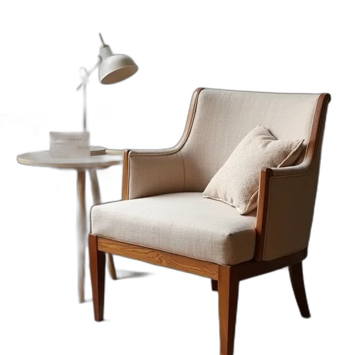 furniture, 3d render, earth tones, retro, chair, modern, linen, look transparent PNG cut-out
