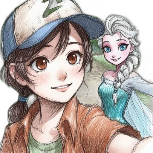 hat, staff, face, crown, watercolor, anime, fantasy art, cartoon transparent PNG cut-out