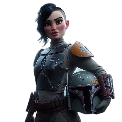 weapon, staff, jacket, face, concept art, fantasy art, 3d render, cyberpunk transparent PNG cut-out