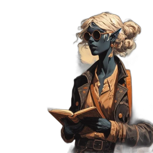 staff, mask, concept art, fantasy art, comic book art, watercolor, blue, dark transparent PNG cut-out