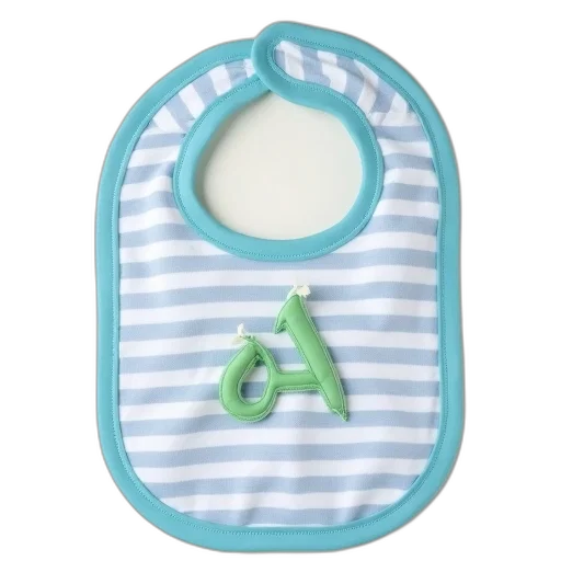 infant, bib, initial, two, peas, small, blue, white transparent PNG cut-out