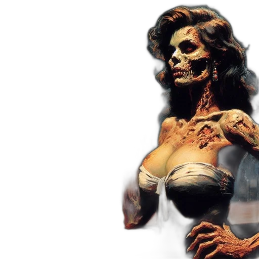 concept art, comic book art, photorealistic, 3d render, gaunt, woman, resembling, zombie transparent PNG cut-out