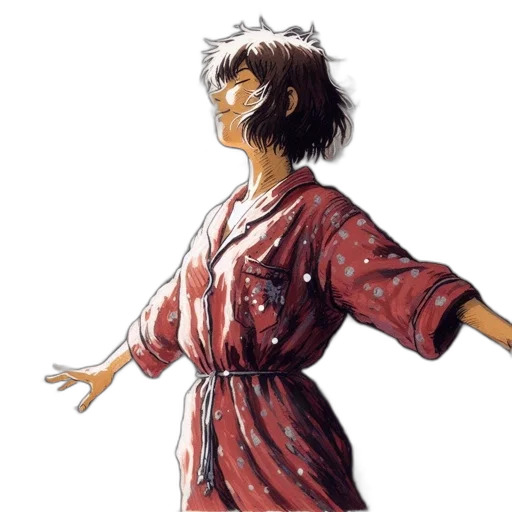 dress, jacket, concept art, photorealistic, anime, watercolor, rain, red transparent PNG cut-out