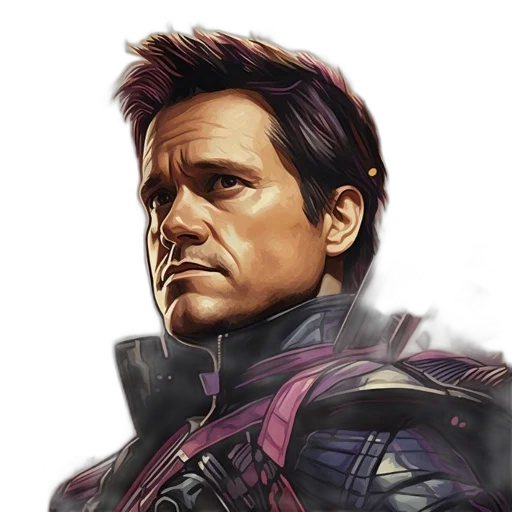 face, jacket, comic book art, concept art, photorealistic, fantasy art, dynamic, digital transparent PNG cut-out