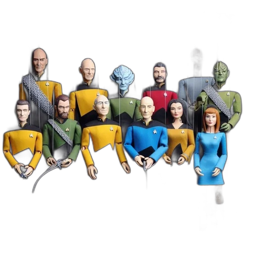 staff, concept art, comic book art, pixel art, 3d render, outer space, marionettes, styled transparent PNG cut-out