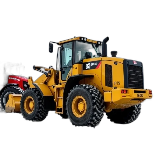 weapon, animal, yellow, tractor, large, bucket, front, parked transparent PNG cut-out
