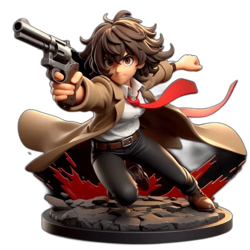 weapon, concept art, animated, figure, young, man, wavy, brown transparent PNG cut-out