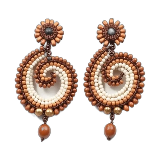 jewelry, pair, earrings, spiral, design, featuring, combination, brown transparent PNG cut-out