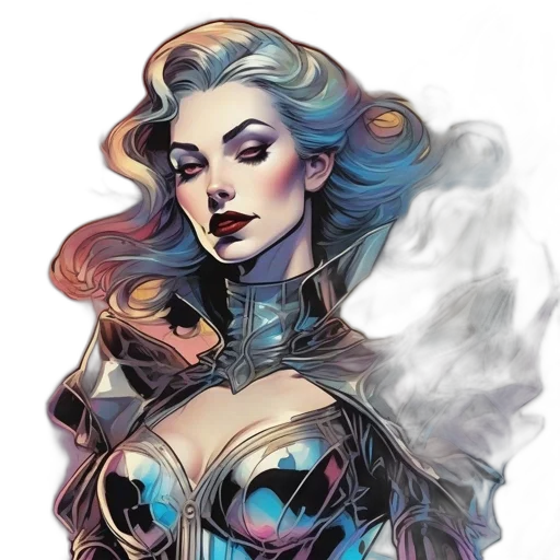 dress, mask, comic book art, fantasy art, concept art, pixel art, outer space, blue transparent PNG cut-out