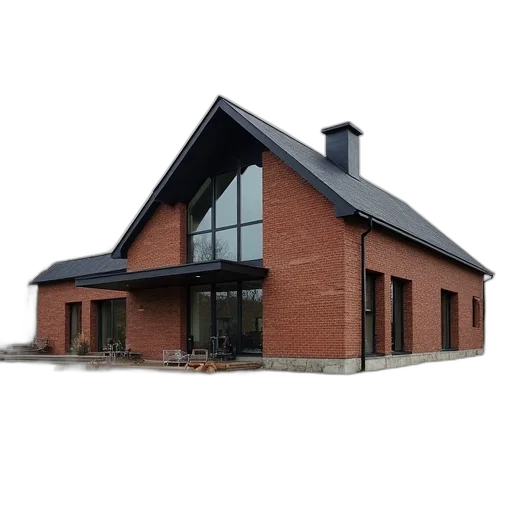 building, 3d render, old, brick, barn, modern, architecture, facade transparent PNG cut-out