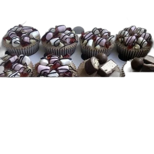 food, jewelry, 3d render, photorealistic, dark, earth tones, box, cupcakes transparent PNG cut-out