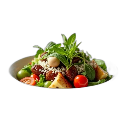 food, photorealistic, 3d render, white, bowl, black, eyed, peale transparent PNG cut-out