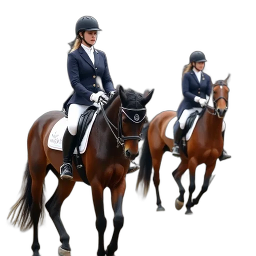 photorealistic, concept art, 3d render, group, people, riding, horses, arena transparent PNG cut-out