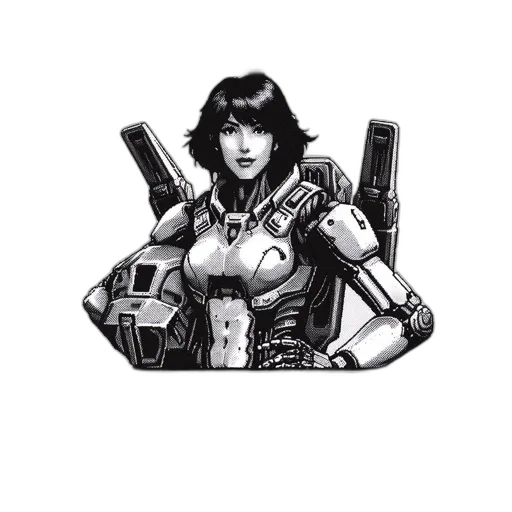 robot, weapon, comic book art, pixel art, concept art, fantasy art, pixel, art transparent PNG cut-out