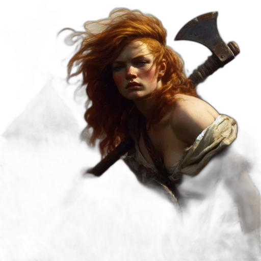 sword, weapon, fantasy art, concept art, comic book art, photorealistic, golden, redheaded transparent PNG cut-out