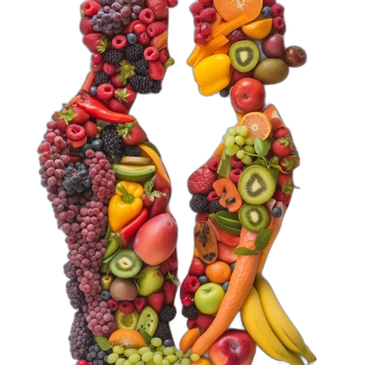 food, two, profiles, one, male, female, formed, variety transparent PNG cut-out