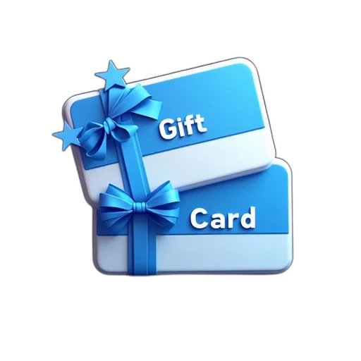 3d render, stylized, image, featuring, two, gift, cards, blue transparent PNG cut-out