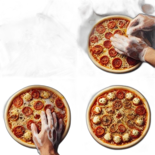 food, 3d render, photorealistic, fire, image, sequence, illustrates, step-by-step transparent PNG cut-out