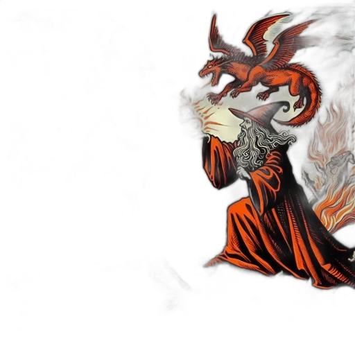 dragon, mask, fantasy art, concept art, comic book art, pixel art, fire, two transparent PNG cut-out