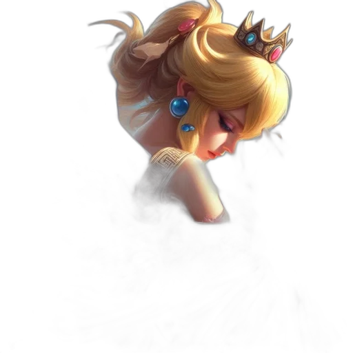 crown, staff, hair, dress, concept art, fantasy art, pixel art, watercolor transparent PNG cut-out