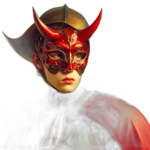 mask, hat, crown, face, concept art, photorealistic, 3d render, fantasy art transparent PNG cut-out
