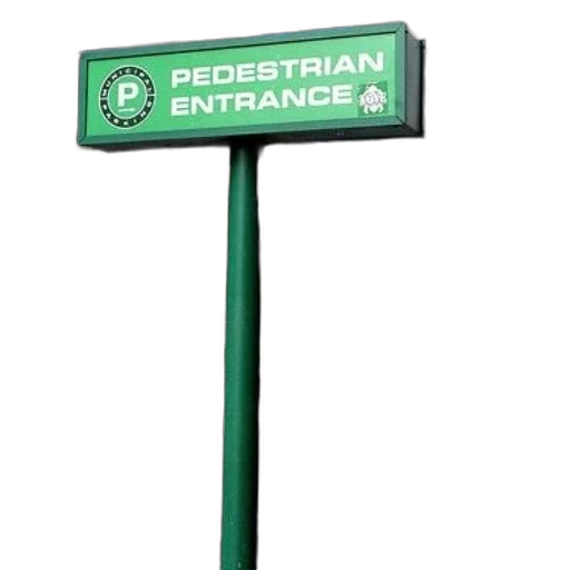 staff, green, sign, words, pedestrian, entrance, stands, front transparent PNG cut-out