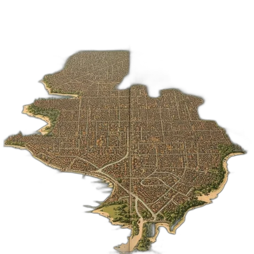 3d render, concept art, detailed, map, city, grid, pattern, streets transparent PNG cut-out
