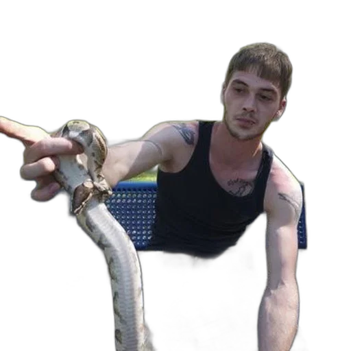 staff, creature, animal, weapon, photorealistic, young, man, tattoos transparent PNG cut-out