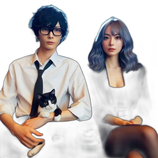 photorealistic, anime, oil painting, pixel art, monochrome, young, man, glasses transparent PNG cut-out