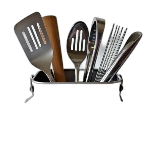 food, staff, set, stainless, steel, kitchen, utensils, including transparent PNG cut-out