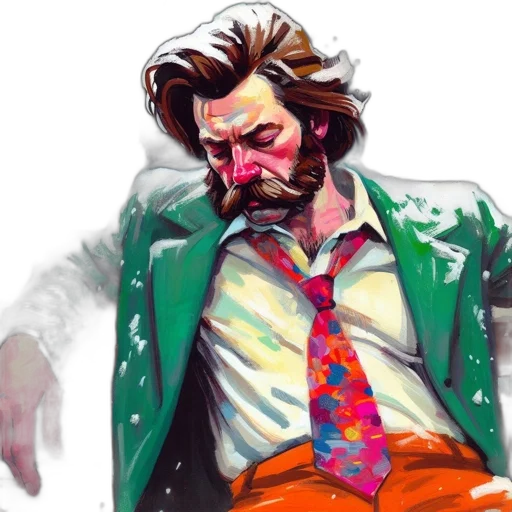 jacket, face, concept art, watercolor, comic book art, photorealistic, green, neon transparent PNG cut-out