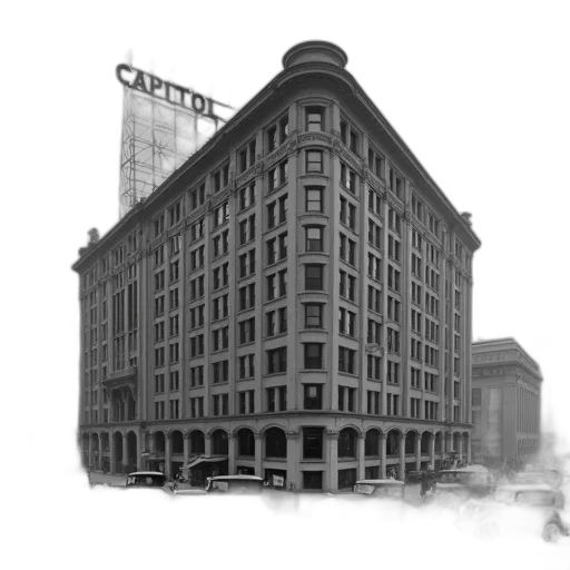building, furniture, photorealistic, concept art, 3d render, city street, black, white transparent PNG cut-out