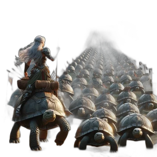 sword, weapon, concept art, fantasy art, 3d render, grand, procession, tortoises transparent PNG cut-out