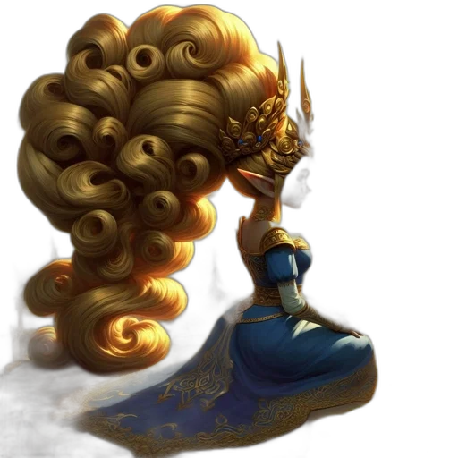 crown, hair, sword, weapon, concept art, fantasy art, pixel art, 3d render transparent PNG cut-out