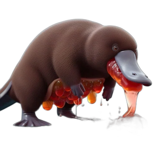 animal, creature, food, 3d render, concept art, photorealistic, unusual, resembling transparent PNG cut-out