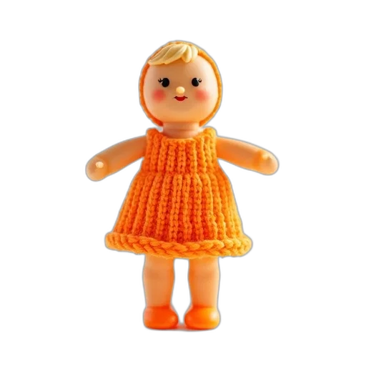 dress, creature, face, robot, 3d render, small, orange, plastic transparent PNG cut-out