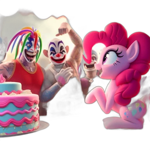 3d render, concept art, vaporwave, fire, anthropomorphic, pink, pony, peers transparent PNG cut-out