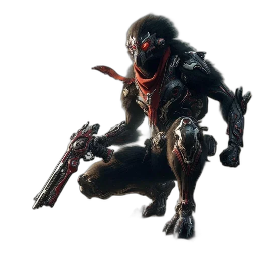 weapon, creature, robot, animal, concept art, 3d render, anthropomorphic, donning transparent PNG cut-out