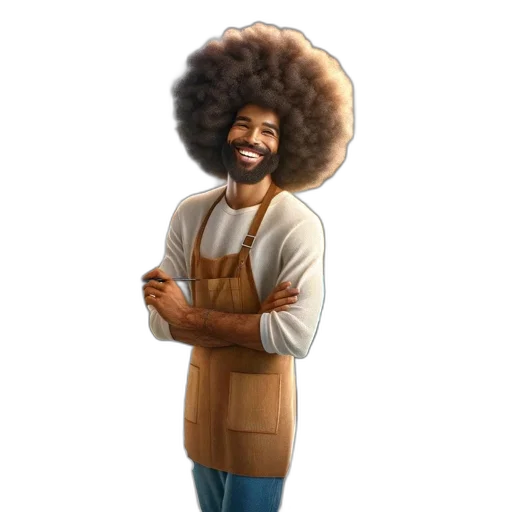staff, hair, jacket, face, cartoon, concept art, photorealistic, fantasy art transparent PNG cut-out