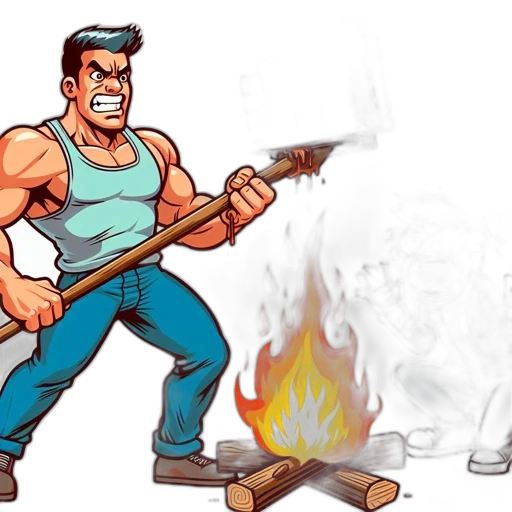 weapon, concept art, comic book art, cartoon, pixel art, fire, two, animated transparent PNG cut-out