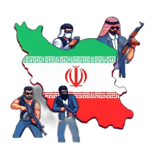 weapon, pixel art, concept art, cartoon, pixel, art, map, iran transparent PNG cut-out