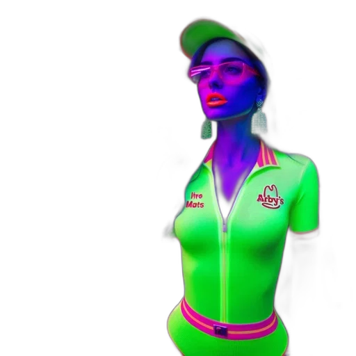 staff, jacket, 3d render, vaporwave, concept art, fantasy art, neon lights, neon transparent PNG cut-out