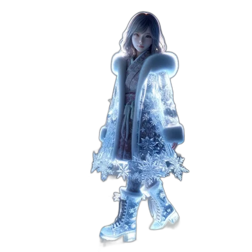 dress, jacket, shoes, creature, concept art, 3d render, watercolor, vaporwave transparent PNG cut-out