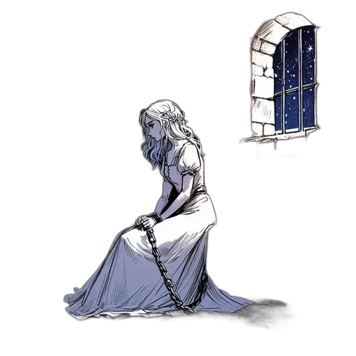 dress, concept art, comic book art, watercolor, fantasy art, blue, woman, long transparent PNG cut-out