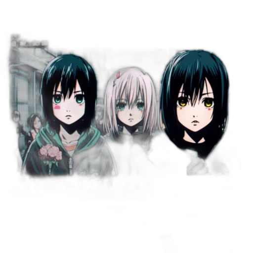 face, mask, weapon, hair, anime, concept art, cartoon, photorealistic transparent PNG cut-out