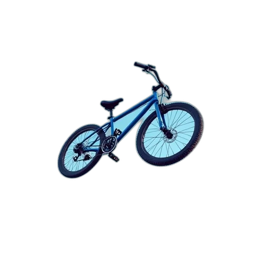 pixel art, 3d render, photorealistic, concept art, blue, bicycle, suspended, air transparent PNG cut-out