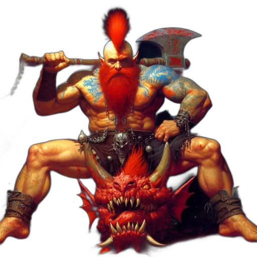 dragon, weapon, concept art, fantasy art, pixel art, comic book art, muscular, warrior transparent PNG cut-out