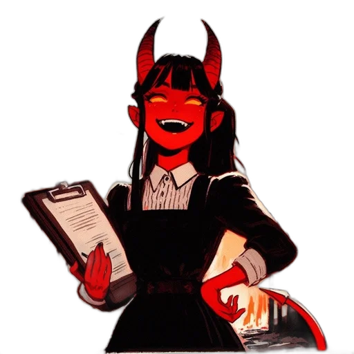 staff, cartoon, concept art, anime, comic book art, demonic, figure, dressed transparent PNG cut-out