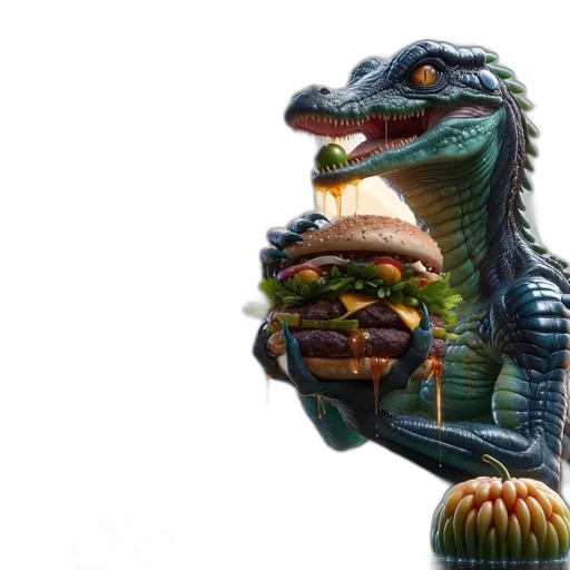food, dragon, creature, animal, 3d render, concept art, photorealistic, reptilian transparent PNG cut-out
